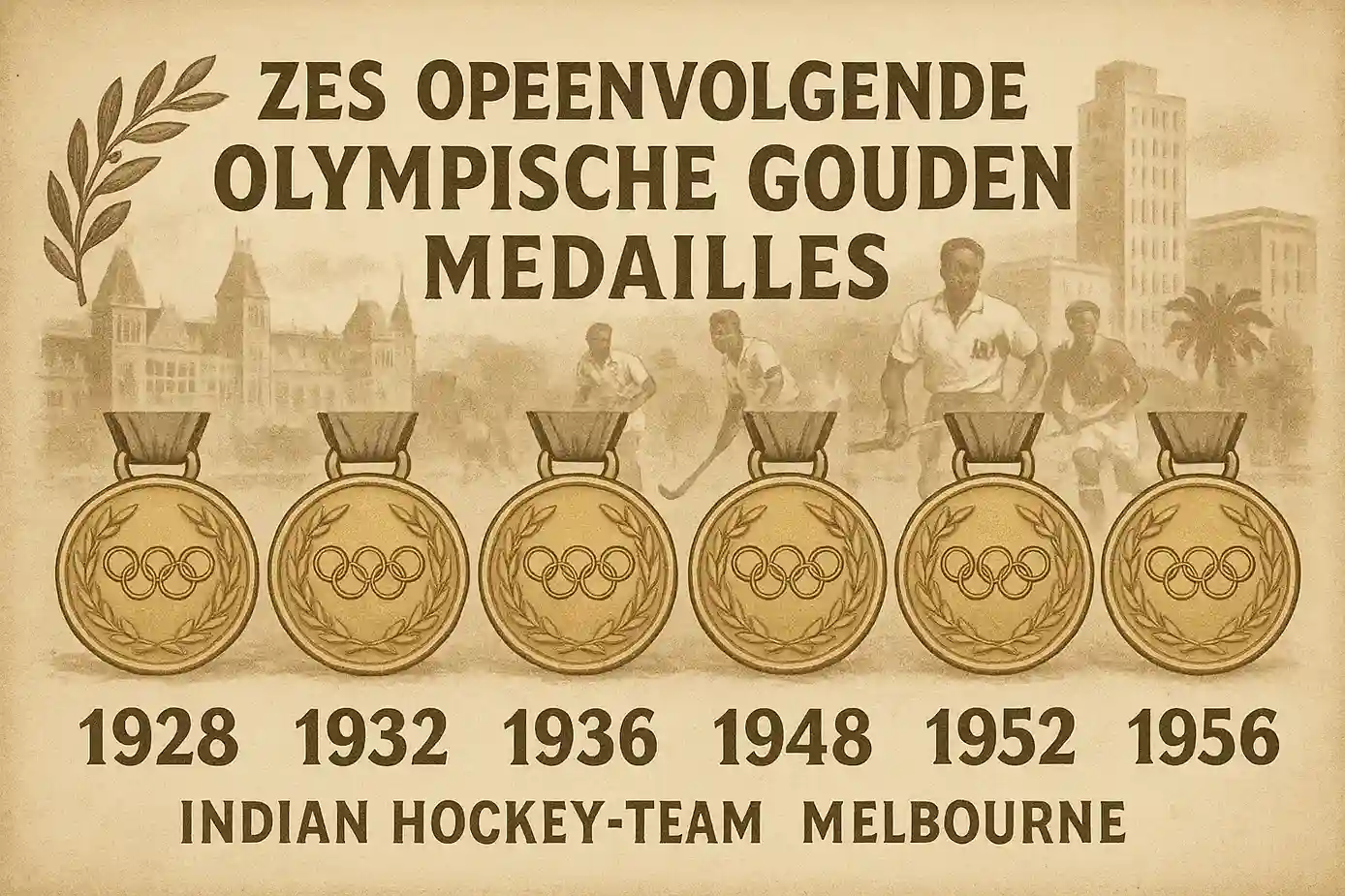 India hockey zes opeenvolgende olympische gouden medailles van 1928 tot 1956