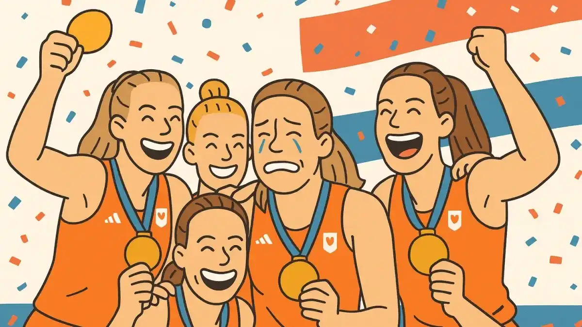 Nederlandse hockeydames vieren olympische gouden medaille met vijf titels