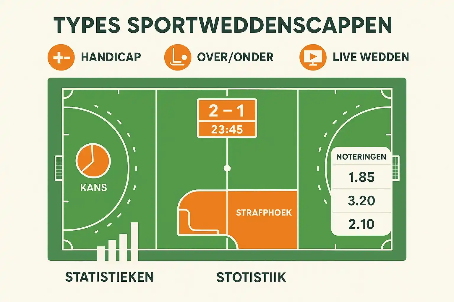 Soorten weddenschappen op hockey - Handicap, Over/Under, Live betting Uitleg van verschillende soorten hockeyweddenschappen met handicap en over/under